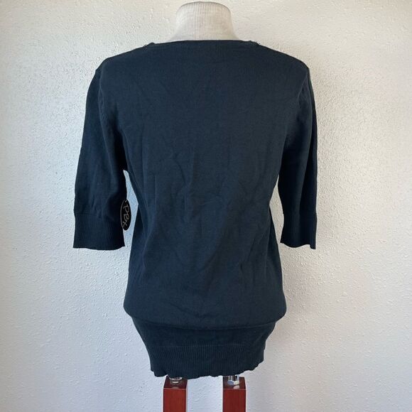 NWT PBX Basics Short Sleeve Black Sweater Top Size M - Picture 5 of 6